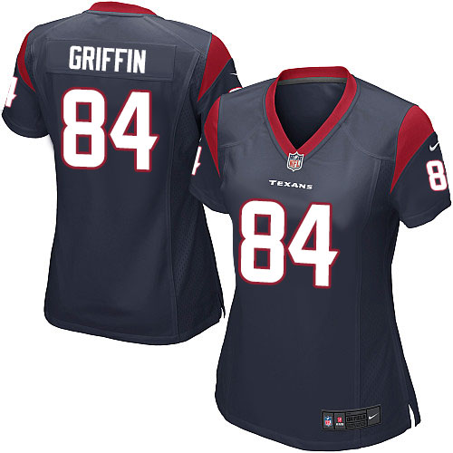 Women's Game Ryan Griffin Nike Jersey Navy Blue Home - #84 NFL Houston Texans